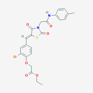 Ethyl [2-bromo-4-({2,4-dioxo-3-[2-oxo-2-(4-toluidino)ethyl]-1,3-thiazolidin-5-ylidene}methyl)phenoxy]acetate
