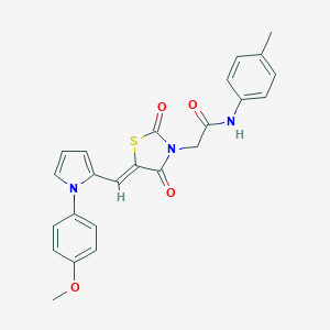 molecular formula C24H21N3O4S B306459 2-[(5Z)-5-{[1-(4-methoxyphenyl)-1H-pyrrol-2-yl]methylidene}-2,4-dioxo-1,3-thiazolidin-3-yl]-N-(4-methylphenyl)acetamide 