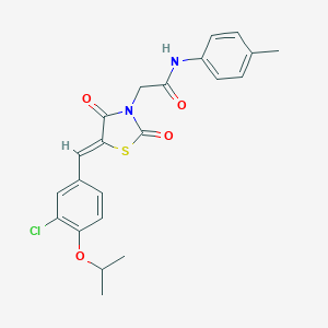 molecular formula C22H21ClN2O4S B306460 2-{(5Z)-5-[3-chloro-4-(propan-2-yloxy)benzylidene]-2,4-dioxo-1,3-thiazolidin-3-yl}-N-(4-methylphenyl)acetamide 