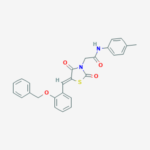 molecular formula C26H22N2O4S B306461 2-{5-[2-(benzyloxy)benzylidene]-2,4-dioxo-1,3-thiazolidin-3-yl}-N-(4-methylphenyl)acetamide 