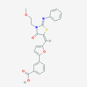 3-(5-{[3-(2-Methoxyethyl)-4-oxo-2-(phenylimino)-1,3-thiazolidin-5-ylidene]methyl}-2-furyl)benzoic acid