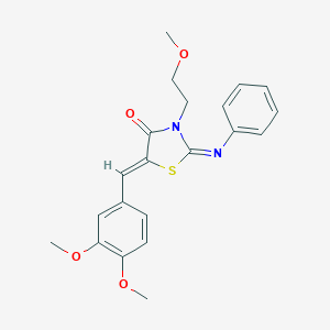 molecular formula C21H22N2O4S B306469 (2Z,5Z)-5-(3,4-dimethoxybenzylidene)-3-(2-methoxyethyl)-2-(phenylimino)-1,3-thiazolidin-4-one 