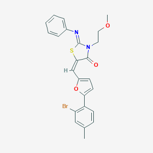 molecular formula C24H21BrN2O3S B306471 5-{[5-(2-Bromo-4-methylphenyl)-2-furyl]methylene}-3-(2-methoxyethyl)-2-(phenylimino)-1,3-thiazolidin-4-one 
