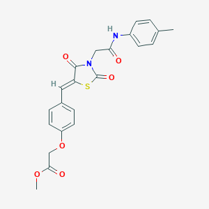 molecular formula C22H20N2O6S B306487 methyl {4-[(Z)-(3-{2-[(4-methylphenyl)amino]-2-oxoethyl}-2,4-dioxo-1,3-thiazolidin-5-ylidene)methyl]phenoxy}acetate 