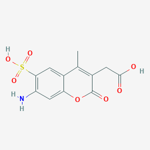 2H-1-Benzopyran-3-acetic acid, 7-amino-4-methyl-2-oxo-6-sulfo-