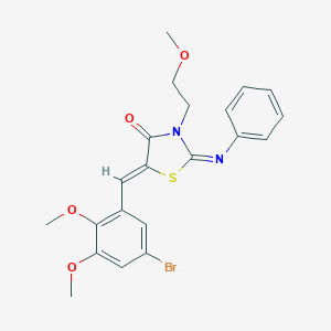 molecular formula C21H21BrN2O4S B306492 5-(5-Bromo-2,3-dimethoxybenzylidene)-3-(2-methoxyethyl)-2-(phenylimino)-1,3-thiazolidin-4-one 