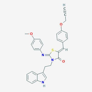 molecular formula C30H25N3O3S B306499 3-[2-(1H-indol-3-yl)ethyl]-2-[(4-methoxyphenyl)imino]-5-[4-(2-propynyloxy)benzylidene]-1,3-thiazolidin-4-one 