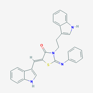 molecular formula C28H22N4OS B306500 (5Z)-3-[2-(1H-indol-3-yl)ethyl]-5-(1H-indol-3-ylmethylidene)-2-phenylimino-1,3-thiazolidin-4-one 