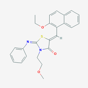 molecular formula C25H24N2O3S B306510 5-[(2-Ethoxy-1-naphthyl)methylene]-3-(2-methoxyethyl)-2-(phenylimino)-1,3-thiazolidin-4-one 