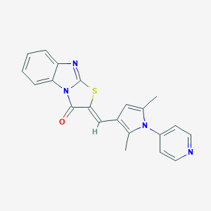 molecular formula C21H16N4OS B306511 2-{[2,5-dimethyl-1-(4-pyridinyl)-1H-pyrrol-3-yl]methylene}[1,3]thiazolo[3,2-a]benzimidazol-3(2H)-one 