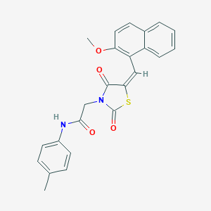 molecular formula C24H20N2O4S B306514 2-{5-[(2-methoxy-1-naphthyl)methylene]-2,4-dioxo-1,3-thiazolidin-3-yl}-N-(4-methylphenyl)acetamide 
