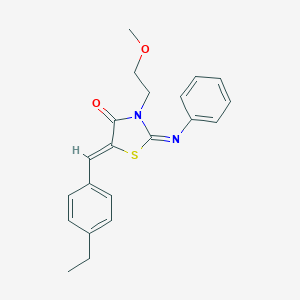 molecular formula C21H22N2O2S B306516 (2Z,5Z)-5-(4-ethylbenzylidene)-3-(2-methoxyethyl)-2-(phenylimino)-1,3-thiazolidin-4-one 