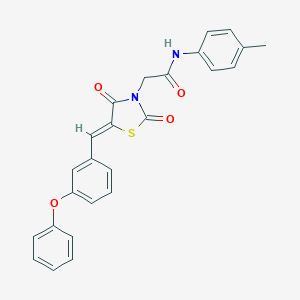 molecular formula C25H20N2O4S B306518 2-[2,4-dioxo-5-(3-phenoxybenzylidene)-1,3-thiazolidin-3-yl]-N-(4-methylphenyl)acetamide 