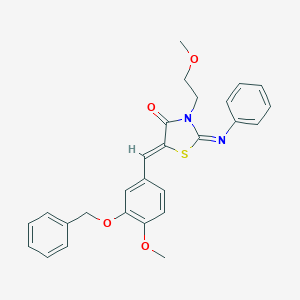 molecular formula C27H26N2O4S B306523 5-[3-(Benzyloxy)-4-methoxybenzylidene]-3-(2-methoxyethyl)-2-(phenylimino)-1,3-thiazolidin-4-one 