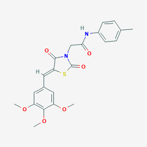 molecular formula C22H22N2O6S B306526 2-[(5Z)-2,4-dioxo-5-(3,4,5-trimethoxybenzylidene)-1,3-thiazolidin-3-yl]-N-(4-methylphenyl)acetamide 