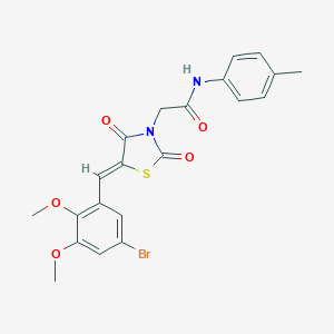 molecular formula C21H19BrN2O5S B306527 2-[5-(5-bromo-2,3-dimethoxybenzylidene)-2,4-dioxo-1,3-thiazolidin-3-yl]-N-(4-methylphenyl)acetamide 