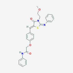 molecular formula C27H25N3O4S B306530 2-(4-{[3-(2-methoxyethyl)-4-oxo-2-(phenylimino)-1,3-thiazolidin-5-ylidene]methyl}phenoxy)-N-phenylacetamide 