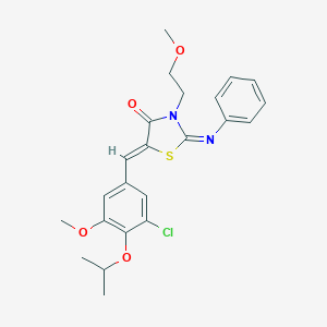 molecular formula C23H25ClN2O4S B306531 (2Z,5Z)-5-[3-chloro-5-methoxy-4-(propan-2-yloxy)benzylidene]-3-(2-methoxyethyl)-2-(phenylimino)-1,3-thiazolidin-4-one 