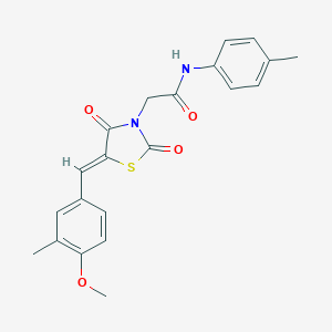 molecular formula C21H20N2O4S B306534 2-[5-(4-methoxy-3-methylbenzylidene)-2,4-dioxo-1,3-thiazolidin-3-yl]-N-(4-methylphenyl)acetamide 
