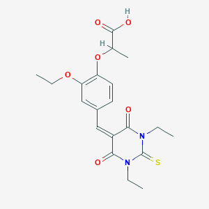 2-{4-[(1,3-diethyl-4,6-dioxo-2-thioxotetrahydropyrimidin-5(2H)-ylidene)methyl]-2-ethoxyphenoxy}propanoic acid