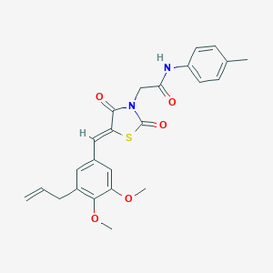 molecular formula C24H24N2O5S B306538 2-[5-(3-allyl-4,5-dimethoxybenzylidene)-2,4-dioxo-1,3-thiazolidin-3-yl]-N-(4-methylphenyl)acetamide 