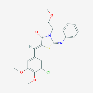 molecular formula C21H21ClN2O4S B306542 5-(3-Chloro-4,5-dimethoxybenzylidene)-3-(2-methoxyethyl)-2-(phenylimino)-1,3-thiazolidin-4-one 