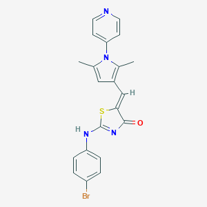 (5Z)-2-(4-bromoanilino)-5-[(2,5-dimethyl-1-pyridin-4-ylpyrrol-3-yl)methylidene]-1,3-thiazol-4-one