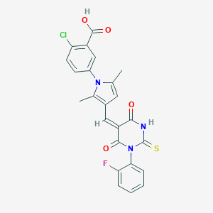2-chloro-5-(3-{(E)-[1-(2-fluorophenyl)-4,6-dioxo-2-thioxotetrahydropyrimidin-5(2H)-ylidene]methyl}-2,5-dimethyl-1H-pyrrol-1-yl)benzoic acid
