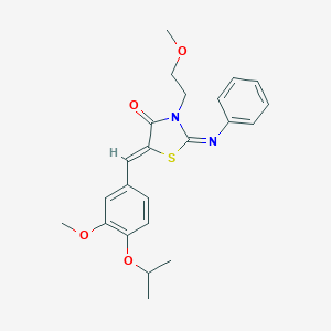molecular formula C23H26N2O4S B306581 (2Z,5Z)-3-(2-methoxyethyl)-5-[3-methoxy-4-(propan-2-yloxy)benzylidene]-2-(phenylimino)-1,3-thiazolidin-4-one 