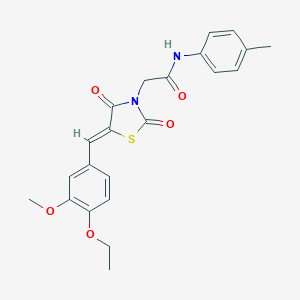 molecular formula C22H22N2O5S B306582 2-[(5Z)-5-(4-ethoxy-3-methoxybenzylidene)-2,4-dioxo-1,3-thiazolidin-3-yl]-N-(4-methylphenyl)acetamide 