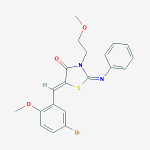 molecular formula C20H19BrN2O3S B306592 (2Z,5Z)-5-(5-bromo-2-methoxybenzylidene)-3-(2-methoxyethyl)-2-(phenylimino)-1,3-thiazolidin-4-one 
