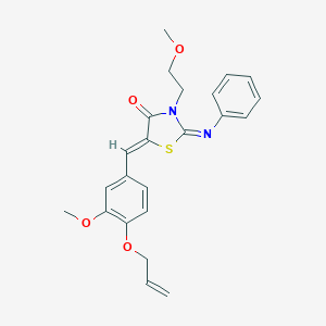 molecular formula C23H24N2O4S B306596 (2Z,5Z)-3-(2-methoxyethyl)-5-[3-methoxy-4-(prop-2-en-1-yloxy)benzylidene]-2-(phenylimino)-1,3-thiazolidin-4-one 