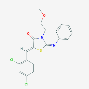 molecular formula C19H16Cl2N2O2S B306602 5-(2,4-Dichlorobenzylidene)-3-(2-methoxyethyl)-2-(phenylimino)-1,3-thiazolidin-4-one 
