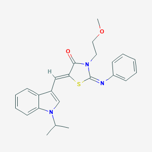 molecular formula C24H25N3O2S B306606 (2Z,5Z)-3-(2-methoxyethyl)-2-(phenylimino)-5-{[1-(propan-2-yl)-1H-indol-3-yl]methylidene}-1,3-thiazolidin-4-one 