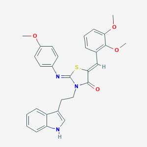 molecular formula C29H27N3O4S B306610 5-(2,3-dimethoxybenzylidene)-3-[2-(1H-indol-3-yl)ethyl]-2-[(4-methoxyphenyl)imino]-1,3-thiazolidin-4-one 