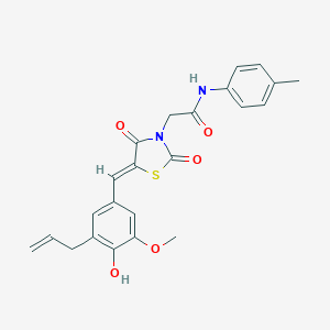 molecular formula C23H22N2O5S B306612 2-{(5Z)-5-[4-hydroxy-3-methoxy-5-(prop-2-en-1-yl)benzylidene]-2,4-dioxo-1,3-thiazolidin-3-yl}-N-(4-methylphenyl)acetamide 