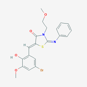 (5Z)-5-[(5-bromo-2-hydroxy-3-methoxyphenyl)methylidene]-3-(2-methoxyethyl)-2-phenylimino-1,3-thiazolidin-4-one