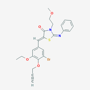 molecular formula C24H23BrN2O4S B306617 5-[3-Bromo-5-ethoxy-4-(2-propynyloxy)benzylidene]-3-(2-methoxyethyl)-2-(phenylimino)-1,3-thiazolidin-4-one 