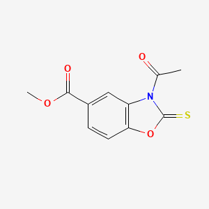 molecular formula C11H9NO4S B3066267 3-Acetyl-2,3-dihydro-2-thioxo--5-benzoxazolecarboxylic acid methyl ester CAS No. 72730-41-7