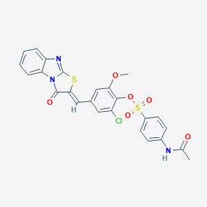 2-chloro-6-methoxy-4-[(3-oxo[1,3]thiazolo[3,2-a]benzimidazol-2(3H)-ylidene)methyl]phenyl 4-(acetylamino)benzenesulfonate