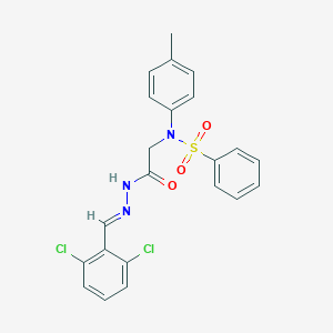 molecular formula C22H19Cl2N3O3S B306639 N-{2-[2-(2,6-dichlorobenzylidene)hydrazino]-2-oxoethyl}-N-(4-methylphenyl)benzenesulfonamide 