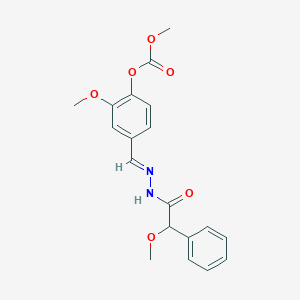 molecular formula C19H20N2O6 B306646 2-methoxy-4-((E)-{[methoxy(phenyl)acetyl]hydrazono}methyl)phenyl methyl carbonate 