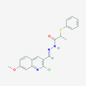 N'-[(2-chloro-7-methoxy-3-quinolinyl)methylene]-2-(phenylsulfanyl)propanohydrazide