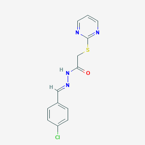 molecular formula C13H11ClN4OS B306650 N'-(4-chlorobenzylidene)-2-(2-pyrimidinylsulfanyl)acetohydrazide 