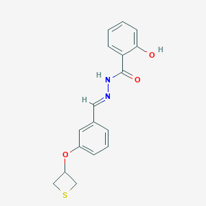 molecular formula C17H16N2O3S B306651 2-hydroxy-N'-[3-(3-thietanyloxy)benzylidene]benzohydrazide 