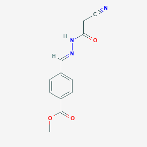 molecular formula C12H11N3O3 B306655 Methyl 4-[2-(cyanoacetyl)carbohydrazonoyl]benzoate 