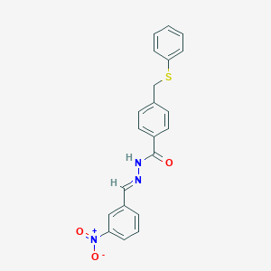 molecular formula C21H17N3O3S B306657 N'-{3-nitrobenzylidene}-4-[(phenylsulfanyl)methyl]benzohydrazide 