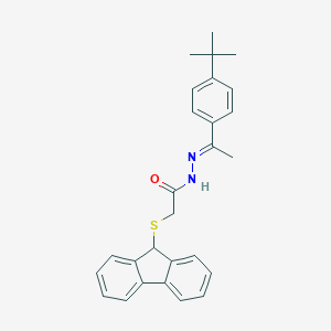molecular formula C27H28N2OS B306658 N'-[1-(4-tert-butylphenyl)ethylidene]-2-(9H-fluoren-9-ylsulfanyl)acetohydrazide 