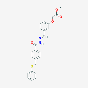 molecular formula C24H22N2O4S B306664 methyl {3-[(E)-({4-[(phenylthio)methyl]benzoyl}hydrazono)methyl]phenoxy}acetate 