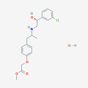 molecular formula C20H25BrClNO4 B3066703 Acetic acid, (4-((2R)-2-(((2R)-2-(3-chlorophenyl)-2-hydroxyethyl)amino)propyl)phenoxy)-, methyl ester, hydrobromide, rel- CAS No. 86615-41-0